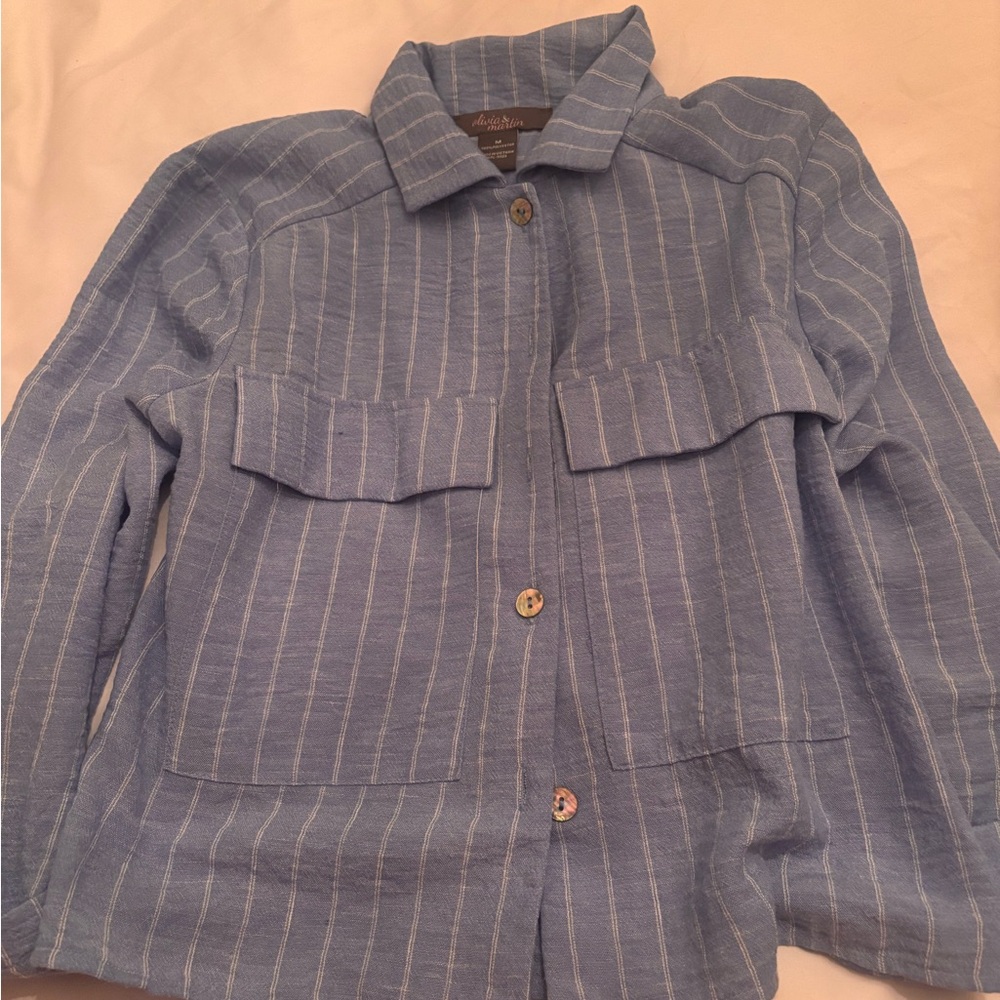 Light Blue Striped Button-Up Shirt